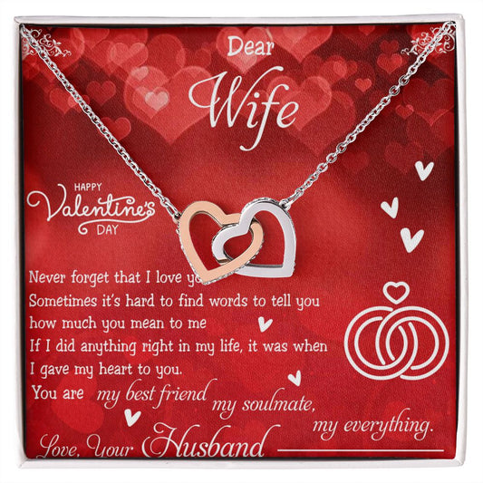 To My Wife Necklace, Wedding Anniversary Jewelry For Women, Necklace For Wife from Husband, Gift For Wife Birthday Gifts From Husband Necklace, Jewelry With Message Card In A Gift Box4 Interlocking Hearts Necklace