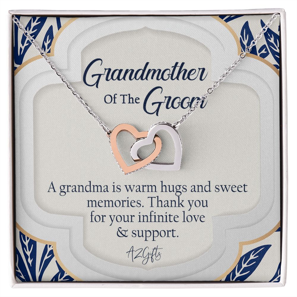 To My Grandmother Necklace, Gift for Grandmother Necklace, Mothers Day Gift For Grandma Nana, Grandma Jewelry From Grandchildren GrandKids , Jewelry Box Gift For Grandma Grandmother3 Interlocking Hearts Necklace