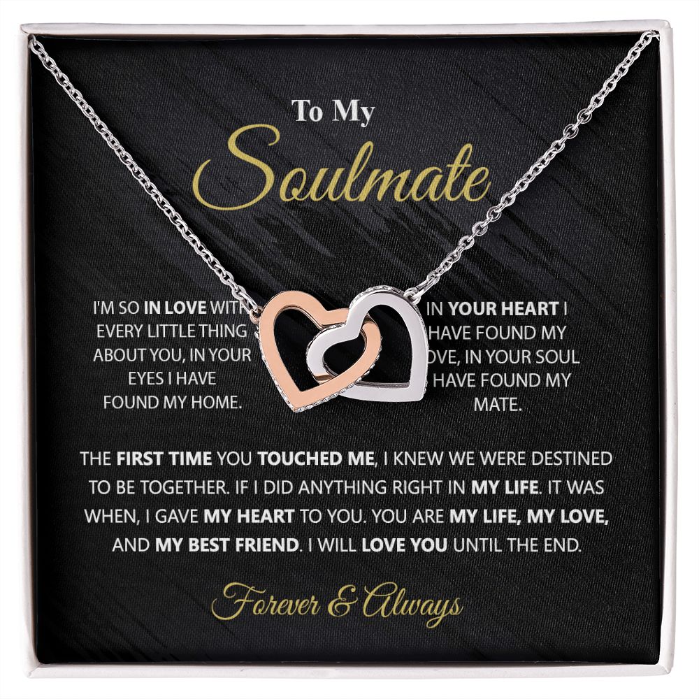 To My Soulmate Necklace for Women Birthday Christmas Jewelry Gifts For My Wife with Message Card Box Personalized Gift Present Pendant for Future Wife Soulmate Girlfriend Love 1 Interlocking Hearts Necklace