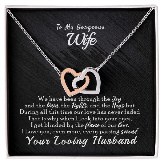 To My Wife Necklace from Husband, Personalized Necklace for Women, Luxury Necklace for Wife from Man Men, Wedding Anniversary Present For Wife, Beautiful Wife Jewelry Christmas Birthday Gift For Wife14 Interlocking Hearts Necklace
