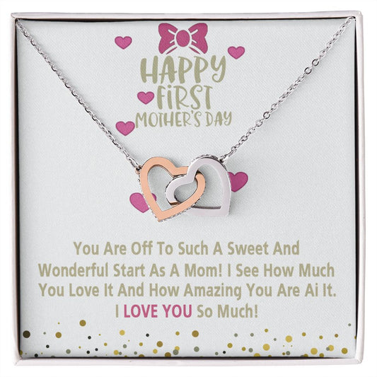 Mom Necklace Gifts for Mom from Daughter to Mom Gifts for Mothers Day from Daughter, To My Mom Necklace from Daughter to Mom Birthday Gifts Necklace with Message Card and Gift Box15 Interlocking Hearts Necklace