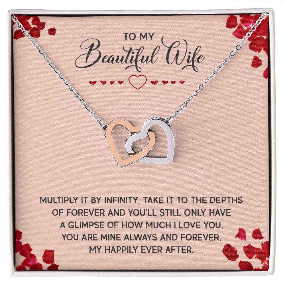 To My Wife Necklace, Luxury Jewelry For Wife, Couples Gifts Neckalce For Wife From Husband, Necklaces Styles On Birthday Christmas Wedding For Women, Interlocking Hearts Necklace For Her