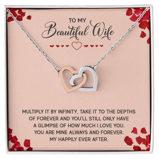 To My Wife Necklace, Luxury Jewelry For Wife, Couples Gifts Neckalce For Wife From Husband, Necklaces Styles On Birthday Christmas Wedding For Women, Interlocking Hearts Necklace For Her