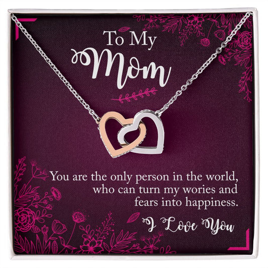 To My Mom Necklace Pendant Gift From Daughter Necklace You Are The Only Person Gift For To Mom Happy Mother's Day Mother In Law Gift On Birthday Anniversary Gift 30821 Interlocking Hearts Necklace