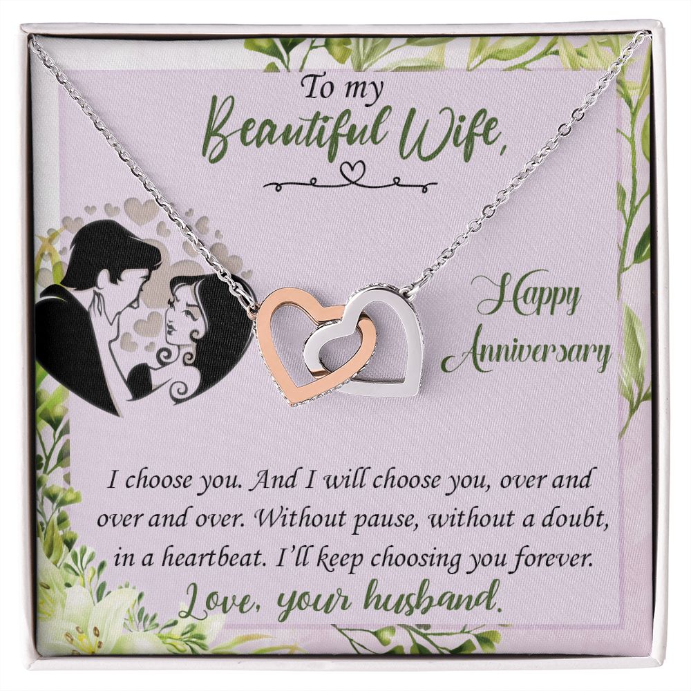To My Beautiful Wife Necklace, Wedding Anniversary Jewelry For Women, Necklace For Wife from Husband, Gifts For Wife Birthday Gifts Necklace, Jewelry With Message Card In A Gift Box