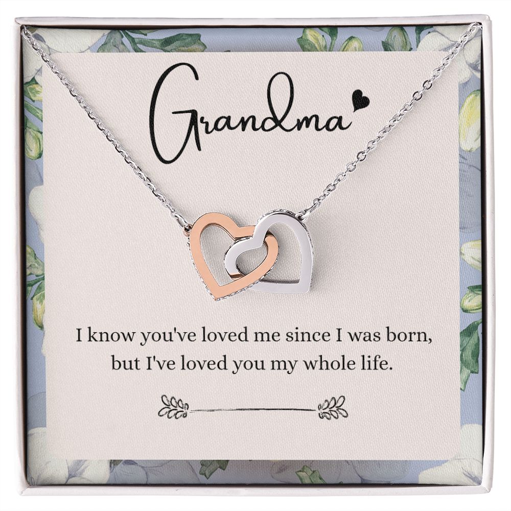 To My Grandma Necklace, Gift for Grandmother Necklace, Mothers Day Gift For Grandma Nana, Grandma Jewelry From Grandchildren GrandKids , Jewelry Box Gift For Grandma Grandmother9 Interlocking Hearts Necklace
