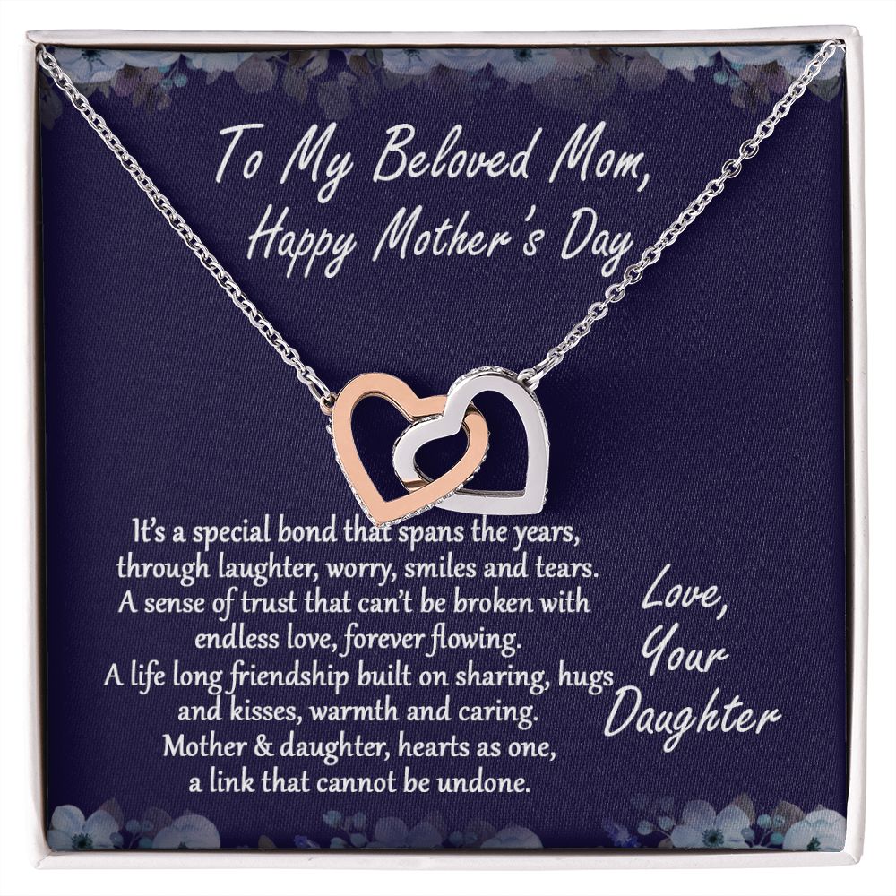 Mom Necklace Gifts for Mom from Daughter to Mom Gifts for Mothers Day from Daughter, To My Mom Necklace from Daughter to Mom Birthday Gifts Necklace with Message Card and Gift Box2232 Interlocking Hearts Necklace