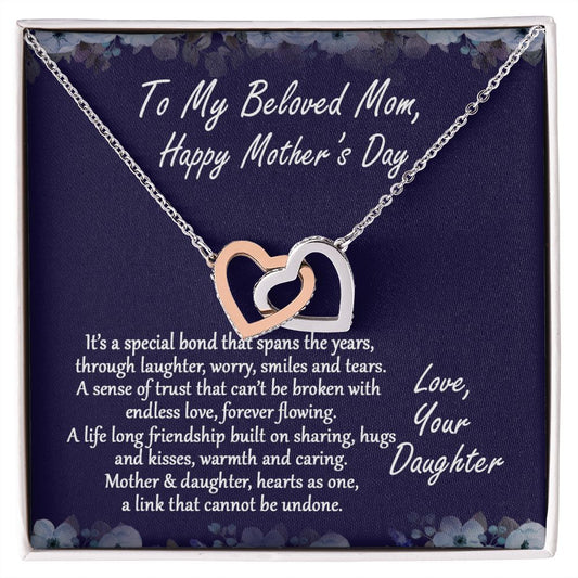 Mom Necklace Gifts for Mom from Daughter to Mom Gifts for Mothers Day from Daughter, To My Mom Necklace from Daughter to Mom Birthday Gifts Necklace with Message Card and Gift Box2232 Interlocking Hearts Necklace