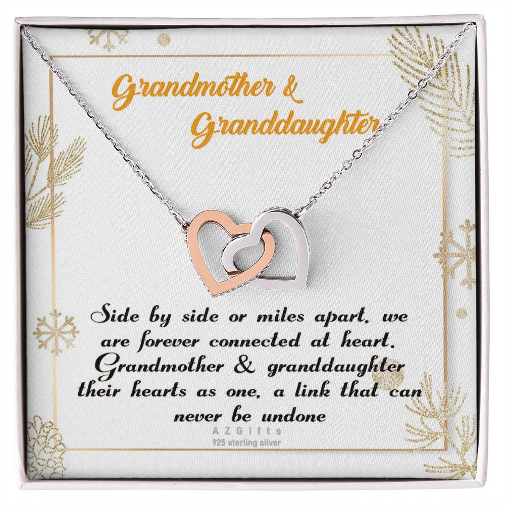 To My Grandma Necklace, Gift for Grandmother Necklace, Mothers Day Gift For Grandma Nana, Grandma Jewelry From Grandchildren GrandKids , Jewelry Box Gift For Grandma Grandmother14 Interlocking Hearts Necklace