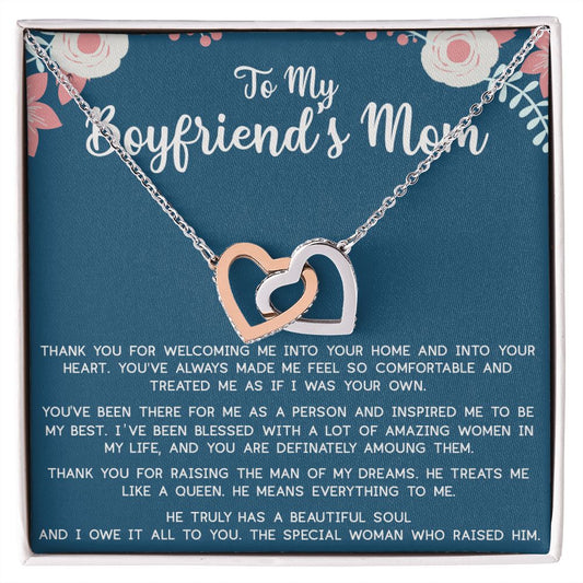 To My Boyfriend's Mom Gift, Mother's Day Necklace, Jewelry For Boyfriend's Mom Interlocking Hearts Necklace