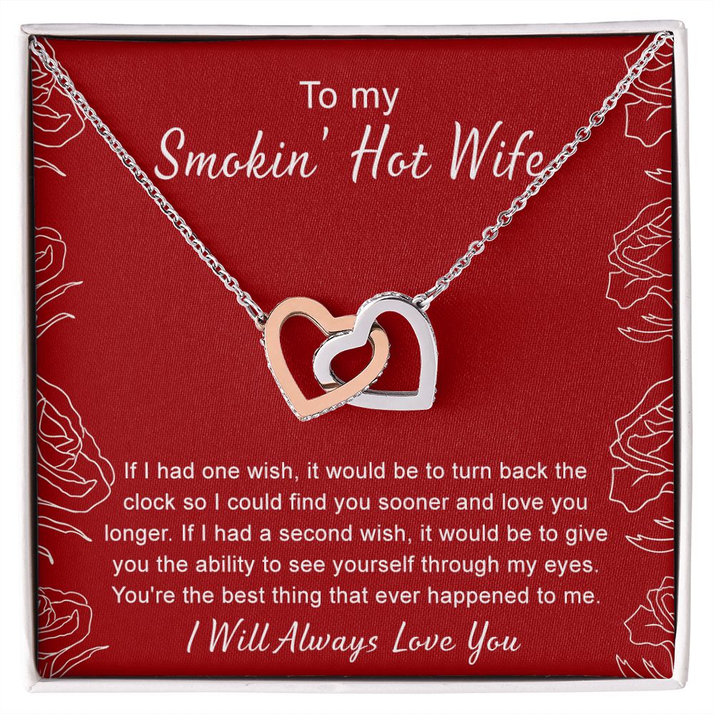 To My Wife Necklace from Husband, Personalized Necklace for Women, Luxury Necklace for Wife from Man Men, Wedding Anniversary Present For Wife, Beautiful Wife Jewelry Christmas Birthday Gifts For Wife4 Interlocking Hearts Necklace