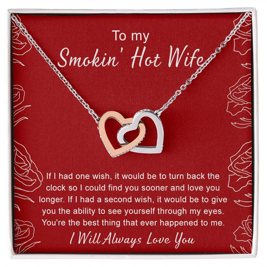 To My Wife Necklace from Husband, Personalized Necklace for Women, Luxury Necklace for Wife from Man Men, Wedding Anniversary Present For Wife, Beautiful Wife Jewelry Christmas Birthday Gifts For Wife4 Interlocking Hearts Necklace