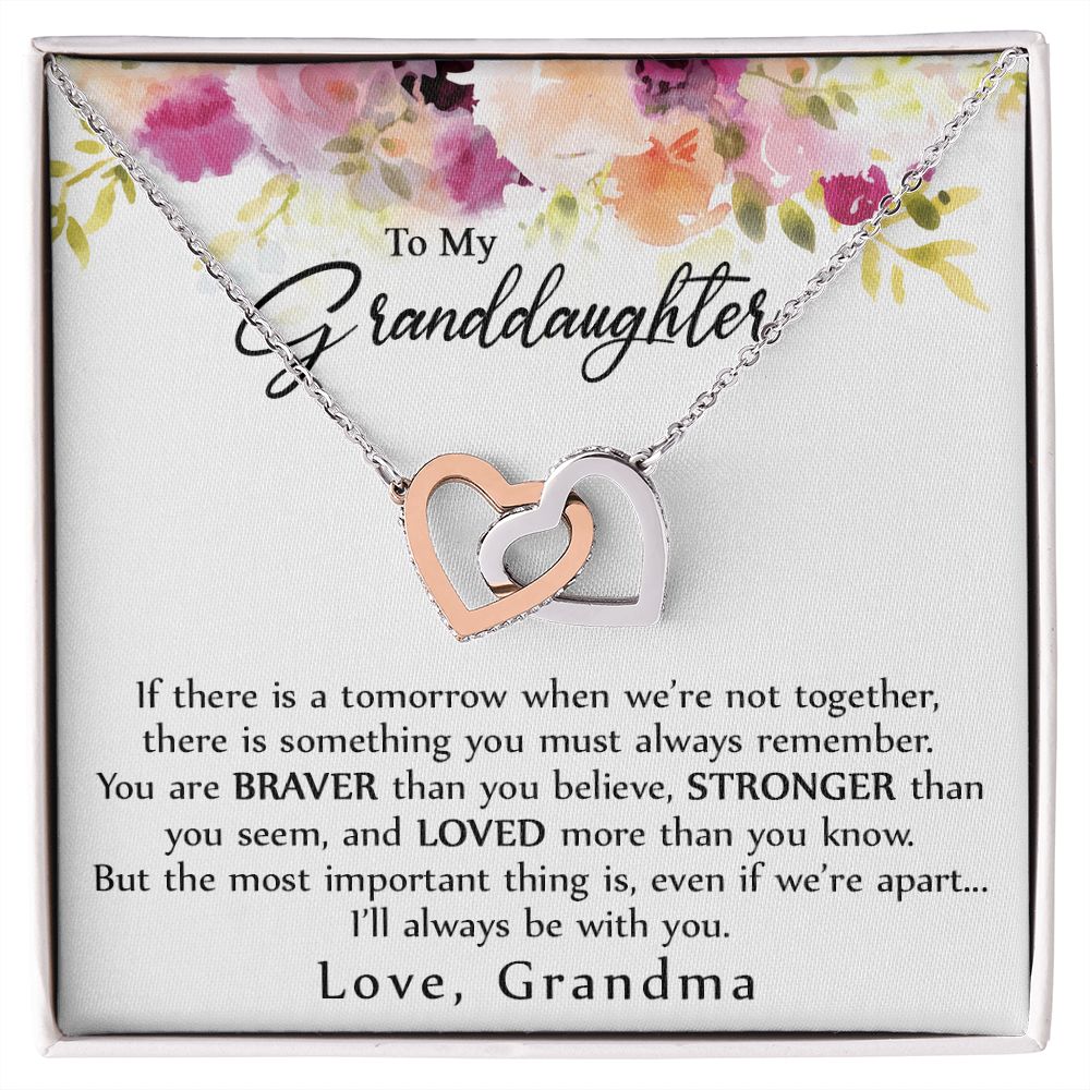 To My Granddaughter Love Knot Necklace, Graduation Gift For Girl From Grandma Interlocking Hearts Necklace