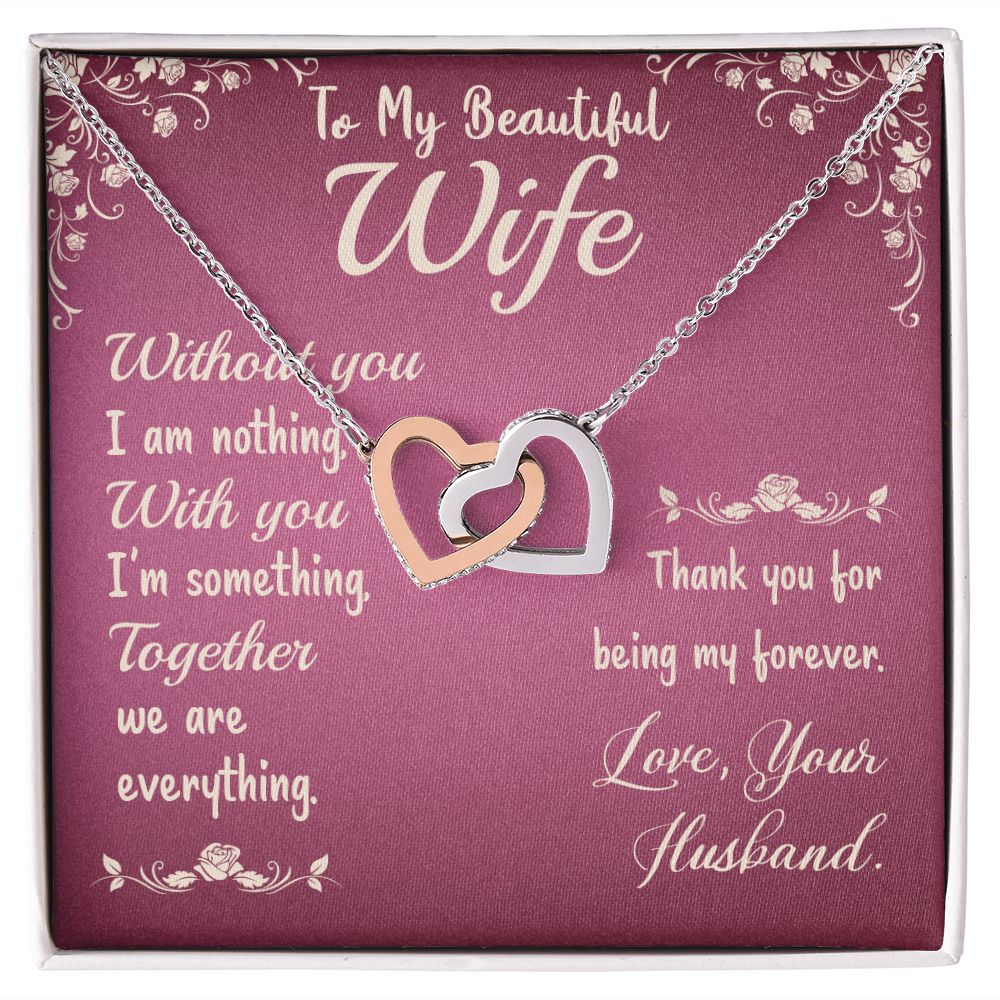 To My Beautiful Wife Necklace, Gift for Wife from Susband, Interlocking Hearts Neckalce Gift for Wife from Husband Necklace for Wife Luxury Jewelry Necklaces Styles On Birthday, Xmas, tyle Luxury Led Box