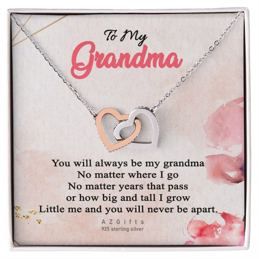 To My Grandma Necklace, Gift for Grandmother Necklace, Mothers Day Gift For Grandma Nana, Grandma Jewelry From Grandchildren GrandKids , Jewelry Box Gift For Grandma Grandmother13 Interlocking Hearts Necklace