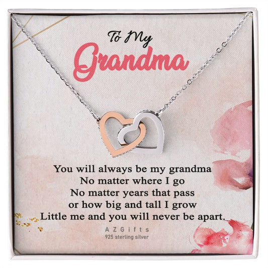 To My Grandma Necklace, Gift for Grandmother Necklace, Mothers Day Gift For Grandma Nana, Grandma Jewelry From Grandchildren GrandKids , Jewelry Box Gift For Grandma Grandmother13 Interlocking Hearts Necklace