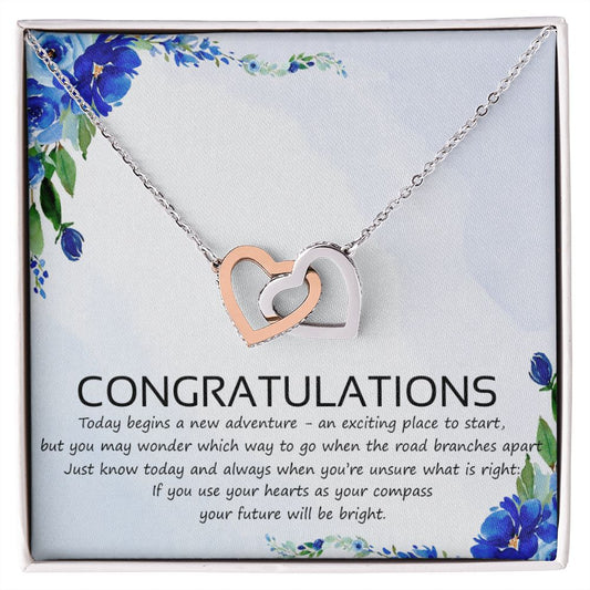 Graduation Compass Necklace - Perfect gift to say congratulations to high school Congrats Graduation Pendants Gift For Daughter, Granddaughter, Niece, Sister Interlocking Hearts Necklace