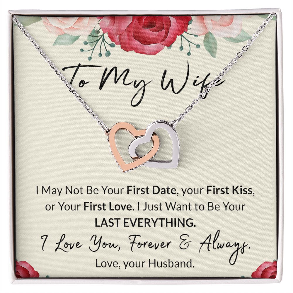 To My Wife Necklace from Husband, Personalized Necklace for Women, Luxury Necklace for Wife from Man Men, Wedding Anniversary Present For Wife, Beautiful Wife Jewelry Christmas Birthday Gift For Wife18 Interlocking Hearts Necklace