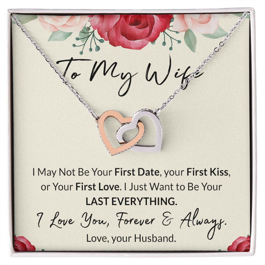 To My Wife Necklace from Husband, Personalized Necklace for Women, Luxury Necklace for Wife from Man Men, Wedding Anniversary Present For Wife, Beautiful Wife Jewelry Christmas Birthday Gift For Wife18 Interlocking Hearts Necklace