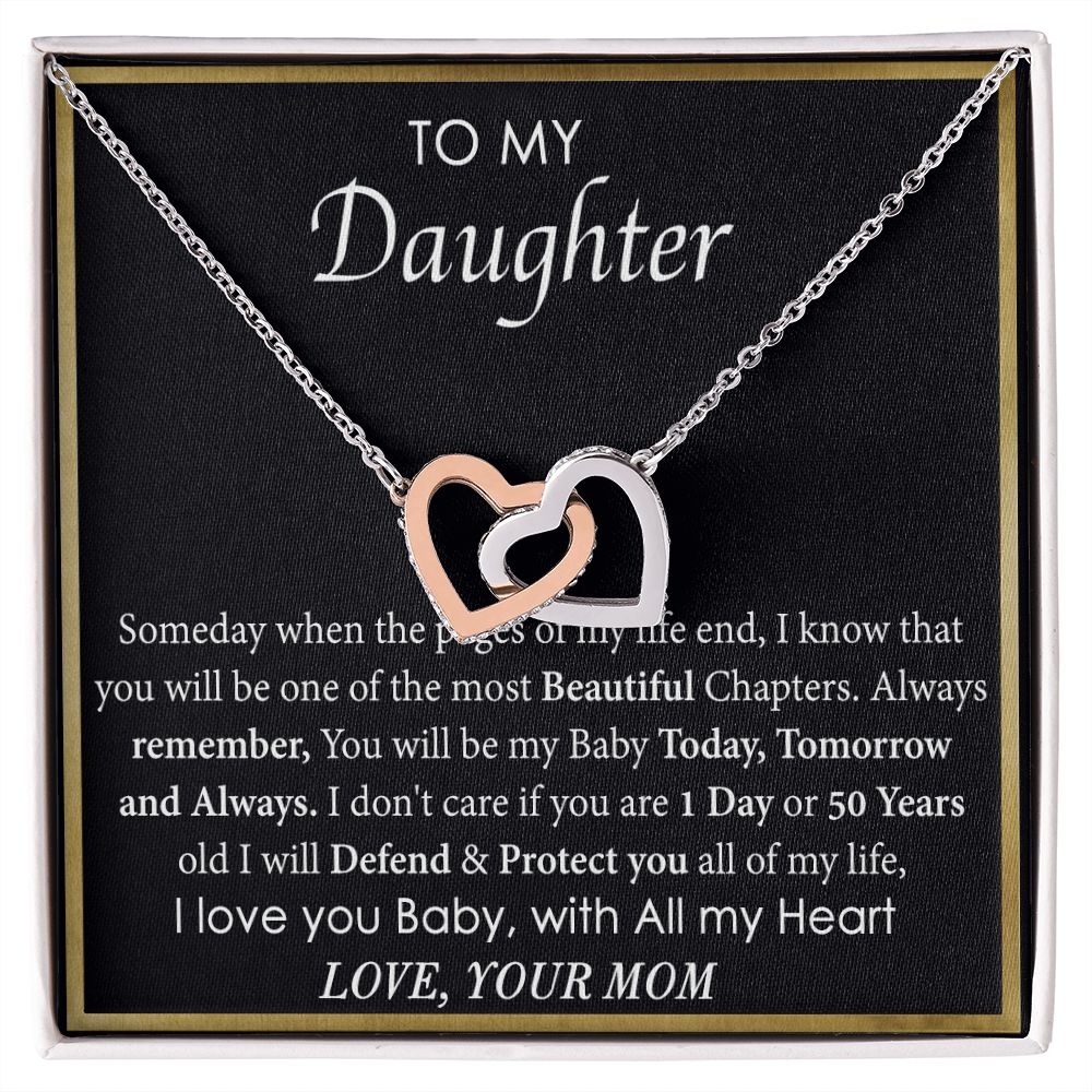 Mother Daughter Gift Ideas, To My Daughter Gift Necklace from Mom, Jewelry Pendant Present for Daughter, Birthday Christmas Gift Graduation Gifts for Daughters, Mother and Daughter Necklace 2136 Interlocking Hearts Necklace