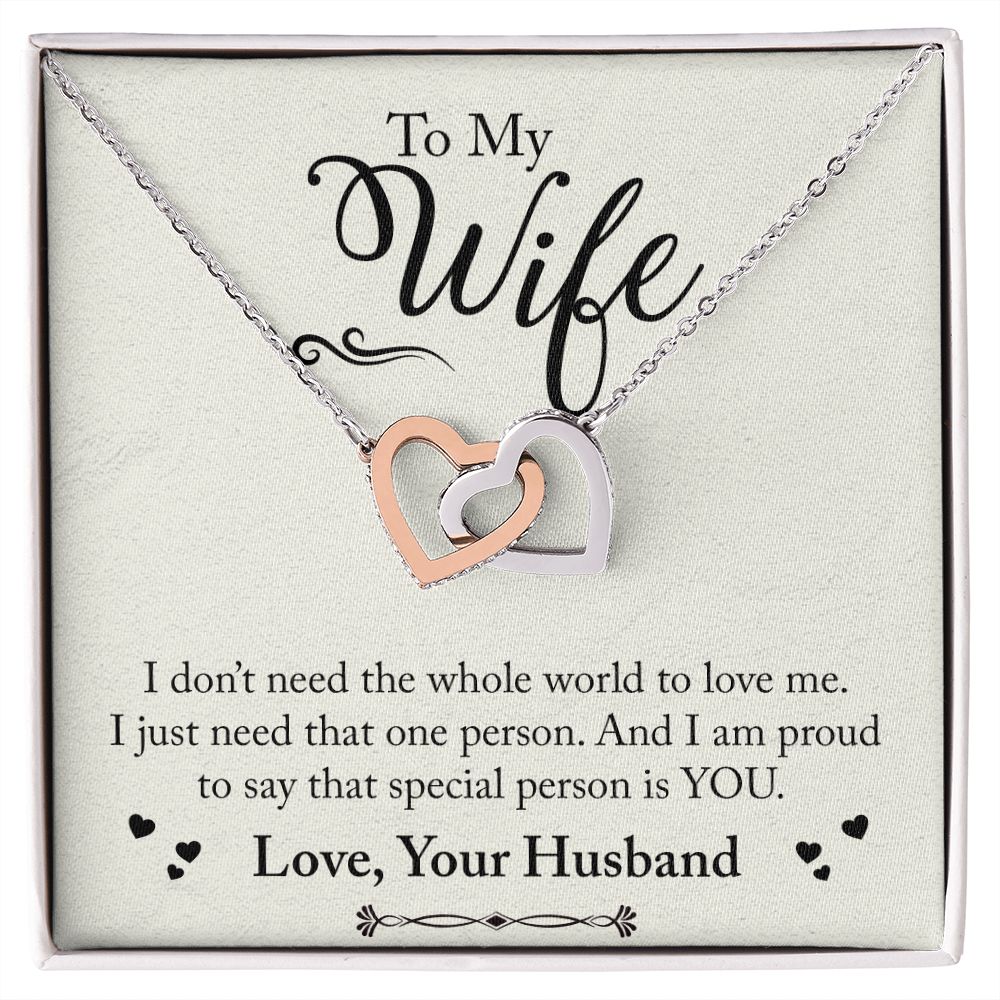 To My Wife Necklace from Husband, Personalized Necklace for Women, Luxury Necklace for Wife from Man Men, Wedding Anniversary Present For Wife, Beautiful Wife Jewelry Christmas Birthday Gift For Wife24 Interlocking Hearts Necklace