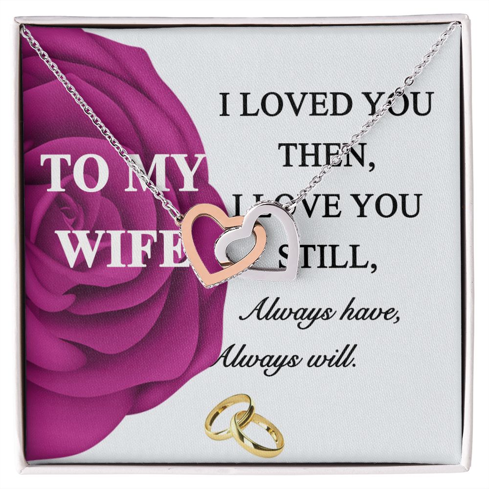 To My Wife Necklace -gift for Wife, Birthday Anniversary Necklace From HUsband Interlocking Hearts Necklace