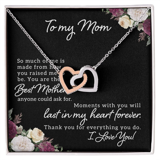 Mom Necklace Gifts for Mom from Daughter to Mom Gifts for Mothers Day from Daughter, To My Mom Necklace from Daughter to Mom Birthday Gifts Necklace with Message Card and Gift Box18 Interlocking Hearts Necklace