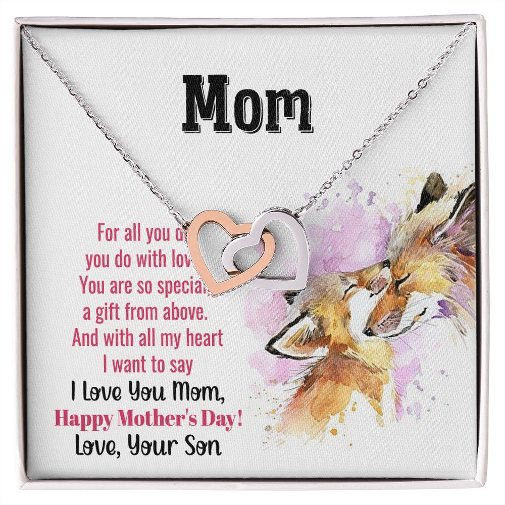 Mom Necklace Gifts for Mom from Daughter to Mom Gifts for Mothers Day from Daughter, To My Mom Necklace from Daughter to Mom Birthday Gifts Necklace with Message Card and Gift Box2241 Interlocking Hearts Necklace