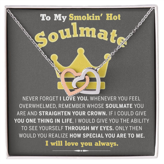 To My Soulmate Necklace for Women Birthday Valentines Day Jewelry Gifts For My Wife with Message Card Box Personalized Gift Present Pendant for Future Wife Soulmate Girlfriend Love 8 Interlocking Hearts Necklace