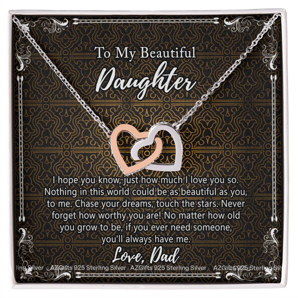 Daughter Gift From Dad Father To My Daughter Necklace for Daughter Jewelry Necklace Meaningful Jewelry Personalized Jewelry Gifts For Women Girls Her Interlocking Hearts Necklace