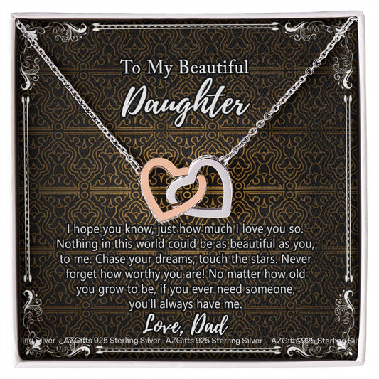 Daughter Gift From Dad Father To My Daughter Necklace for Daughter Jewelry Necklace Meaningful Jewelry Personalized Jewelry Gifts For Women Girls Her Interlocking Hearts Necklace