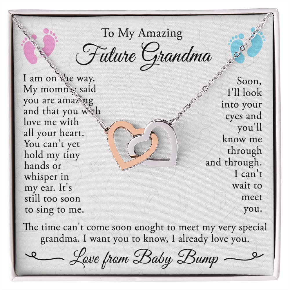 To My Grandmother Necklace, Gift for Grandmother Necklace, Mothers Day Gift For Grandma Nana, Grandma Jewelry From Grandchildren GrandKids , Jewelry Box Gift For Grandma Grandmother4 Interlocking Hearts Necklace