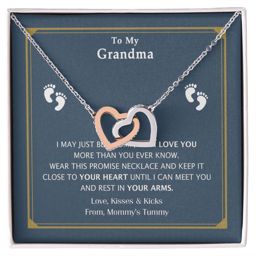 To My Grandma Necklace, Gift for Grandmother Necklace, Mothers Day Gift For Grandma Nana, Grandma Jewelry From Grandchildren GrandKids , Jewelry Box Gift For Grandma Grandmother17 Interlocking Hearts Necklace
