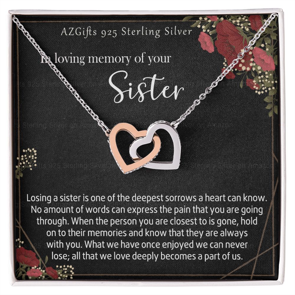 In Loving Memory Of Your Sister Necklace Memorial Gifts For Loss Of Sister Gift Mother Condolence Gift Grief Gift Remembrance Gifts for Bereavement Jewelry Gift for Women 301 Interlocking Hearts Necklace