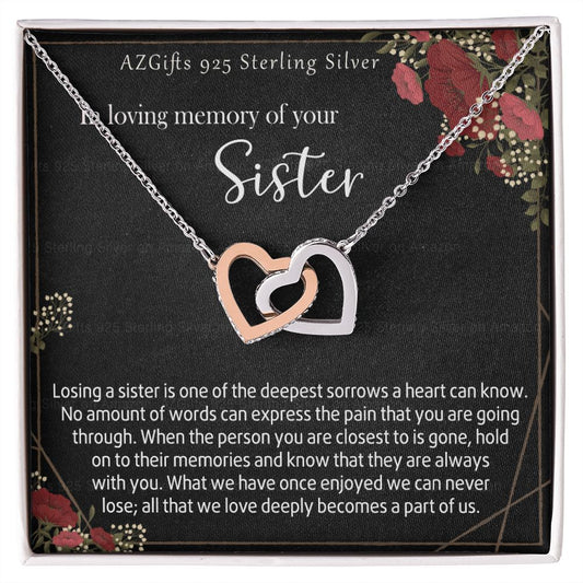 In Loving Memory Of Your Sister Necklace Memorial Gifts For Loss Of Sister Gift Mother Condolence Gift Grief Gift Remembrance Gifts for Bereavement Jewelry Gift for Women 301 Interlocking Hearts Necklace