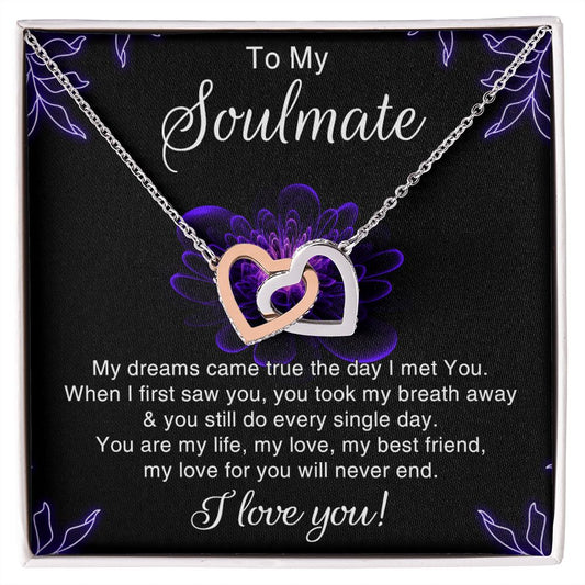 To My Soulmate Necklace for Women Birthday Christmas Jewelry Gifts For My Wife with Message Card Box Personalized Gift Present Pendant for Future Wife Soulmate Girlfriend Love 7 Interlocking Hearts Necklace