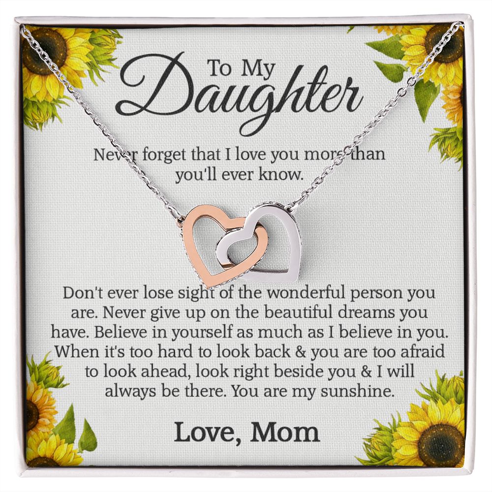 Mother Daughter Gift Ideas, To My Daughter Gift Necklace from Mom, Jewelry Pendant Present for Daughter, Birthday Christmas Gift Graduation Gifts for Daughters, Mother and Daughter Necklace 2132 Interlocking Hearts Necklace