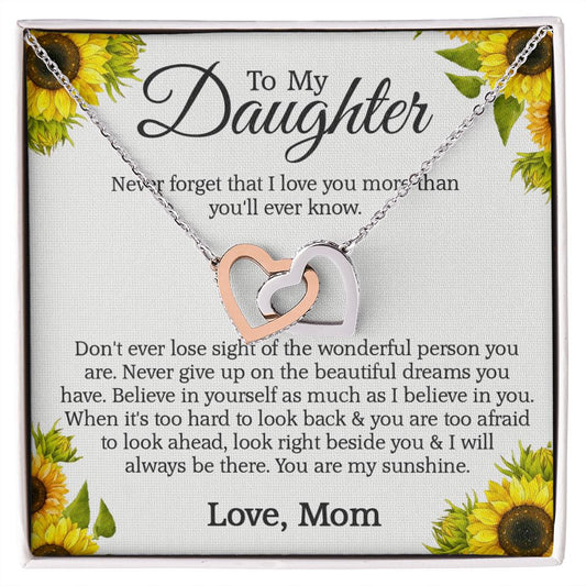 Mother Daughter Gift Ideas, To My Daughter Gift Necklace from Mom, Jewelry Pendant Present for Daughter, Birthday Christmas Gift Graduation Gifts for Daughters, Mother and Daughter Necklace 2132 Interlocking Hearts Necklace