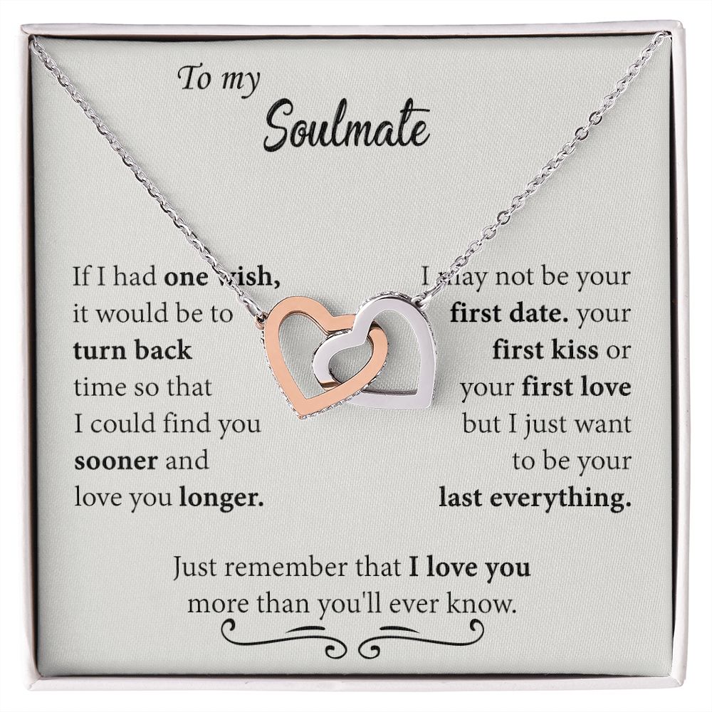 To My Soulmate Necklace for Women Birthday Christmas Jewelry Gifts For My Wife with Message Card Box Personalized Gift Present Pendant for Future Wife Soulmate Girlfriend Love 24 Interlocking Hearts Necklace