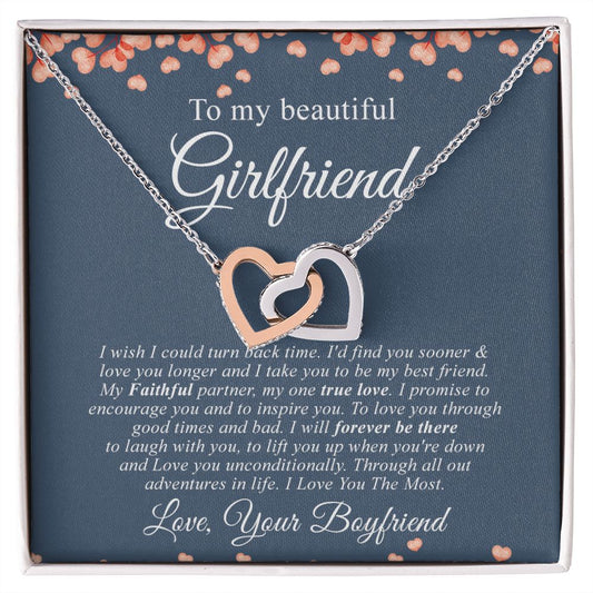 To My Girlfriend Necklace from Boyfriend To My Future Wife Necklace Jewelry For Girlfriend Gift For Girlfriend Gift for Her Romantic Birthday Valentines Day Gift For Girlfriend Gifts Necklaces 3 Interlocking Hearts Necklace