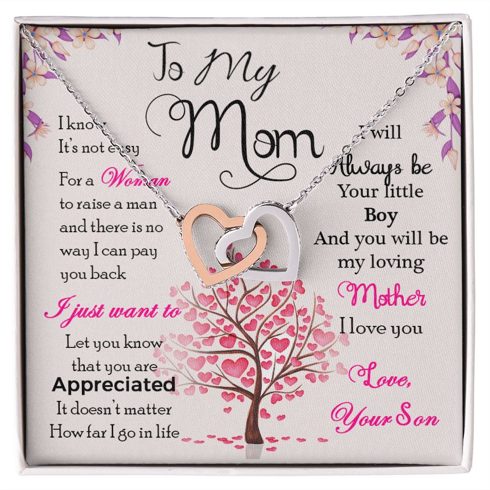 To My Mom Necklace Pendant Gift From Son I Know It's Not Easy For A Woman Necklace For To Mom Happy Mothers Day Mother In Law Gift On Birthday Anniversary Gift 30821 Interlocking Hearts Necklace