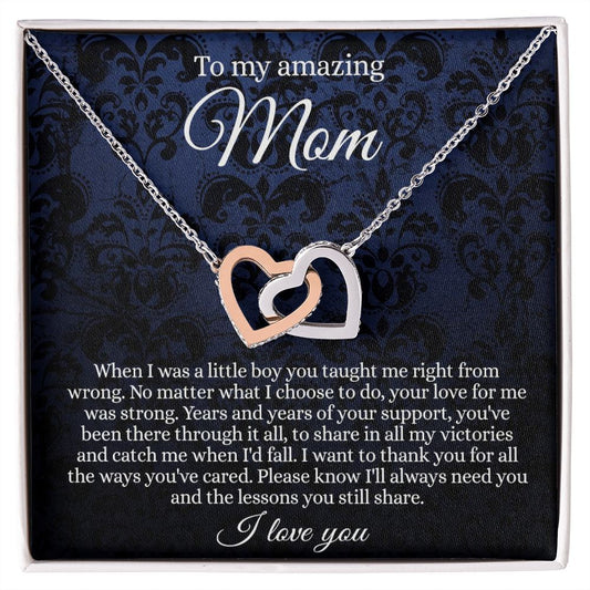 Gift for Mom Necklace, To My Beautiful Mom Love Knot Necklace Card, Mother’s Day Gift For Mom From Son, Thank You Mom Gift, Custom Jewelry Necklace For Mom Interlocking Hearts Necklace