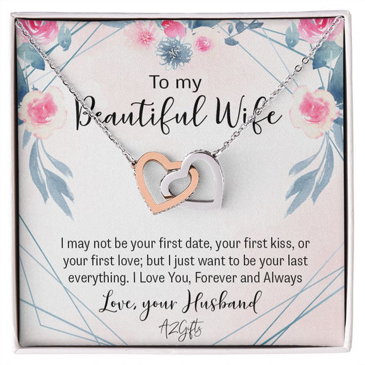 To My Beautiful Wife Necklace, Wedding Anniversary Jewelry For Women, Necklace For Wife from Husband, Gifts For Wife Birthday Gifts Necklace, Jewelry With Message Card In A Gift Box