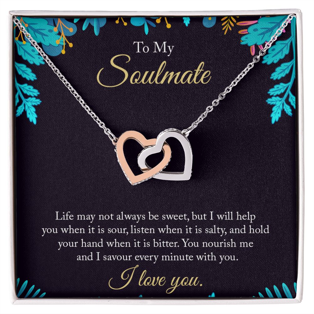 To My Soulmate Necklace for Women Birthday Christmas Jewelry Gifts For My Wife with Message Card Box Personalized Gift Present Pendant for Future Wife Soulmate Girlfriend Love 16 Interlocking Hearts Necklace