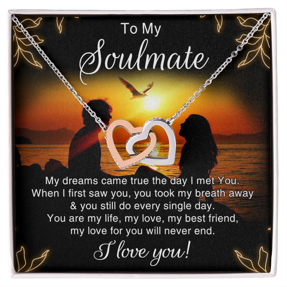 To My Soulmate Necklace for Women Birthday Christmas Jewelry Gifts For My Wife with Message Card Box Personalized Gift Present Pendant for Future Wife Soulmate Girlfriend Love 6 Interlocking Hearts Necklace