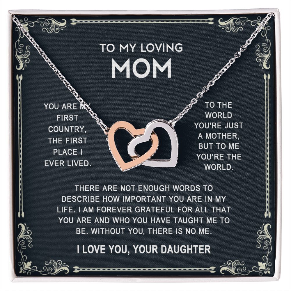 To My Mom Necklace, Gift For Mom, Mother's Day Gift from Daughter, Mom Jewelry Gift for Mothers Day, Birthday Gift for Mother, Moms Gift from Daughter Son, Necklace for Mom Mother 14 Interlocking Hearts Necklace