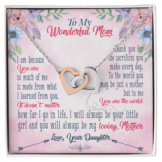 To My Wonderful Mom Necklace Pendant Gift From Daughter Necklace Gift For To Mom Happy Mother's Day Mother In Law Gift On Birthday Anniversary Gift 30821 Interlocking Hearts Necklace