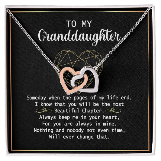To my Granddaughter Necklace Gift For Granddaughter Birthday Congrats Graduation Interlocking Hearts Necklace