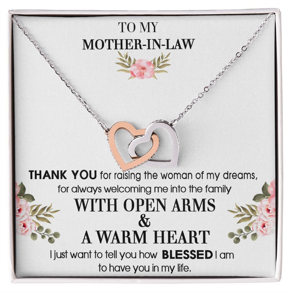 To My Mother-In-Law From Son-In-Law Thank You For Raising Interlocking Hearts Necklace