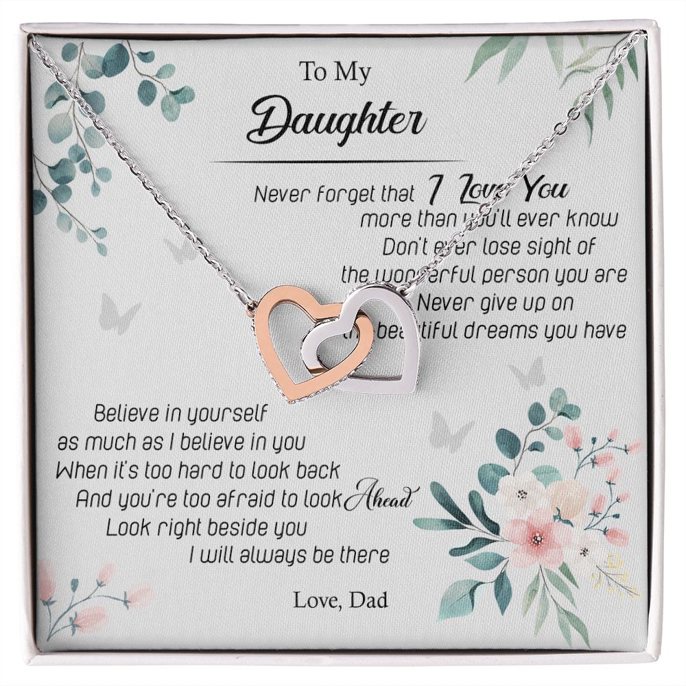 Jewelry Pendant Present for Daughter, To My Daughter Gift Necklace from Mom, Mother Daughter Gift Ideas, Birthday Christmas Gift Graduation Gifts for Daughters, Mother and Daughter Necklace 20 Interlocking Hearts Necklace